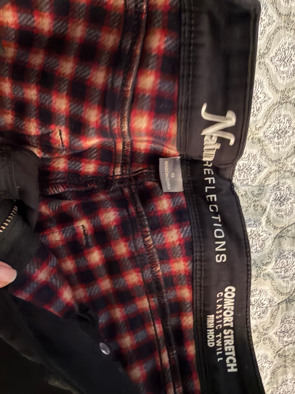Natural Reflections Black Women’s Jeans with Red Plaid Lining